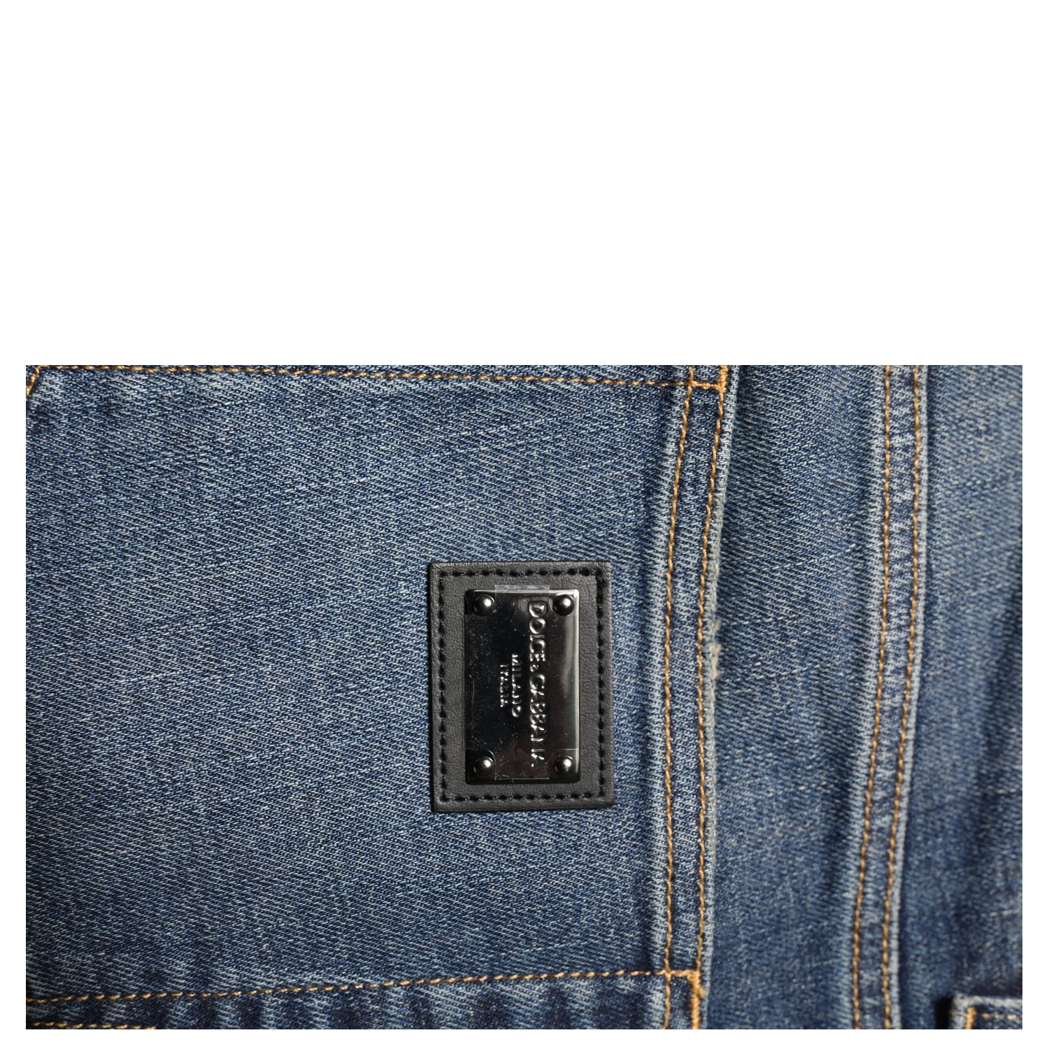 Blue Washed Skinny Logo Plaque Men Denim Jeans