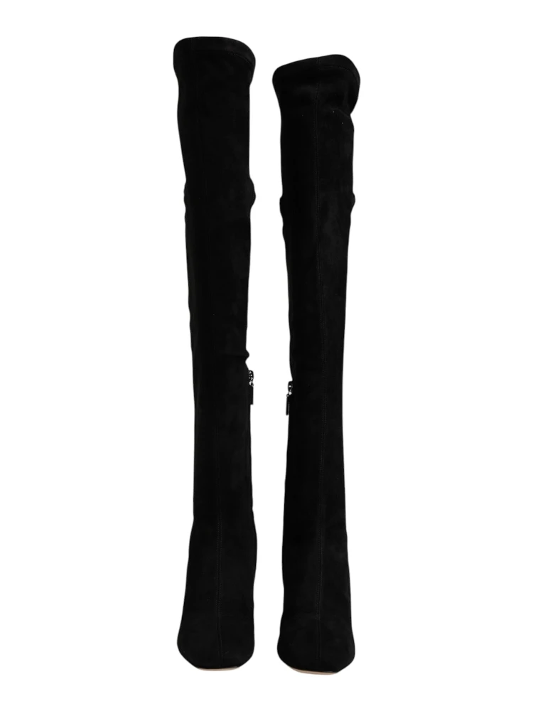 Black Suede Leather Knee High Boots Shoes alternative