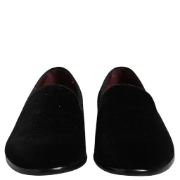 Black Velvet Slip On Loafers Formal Shoes