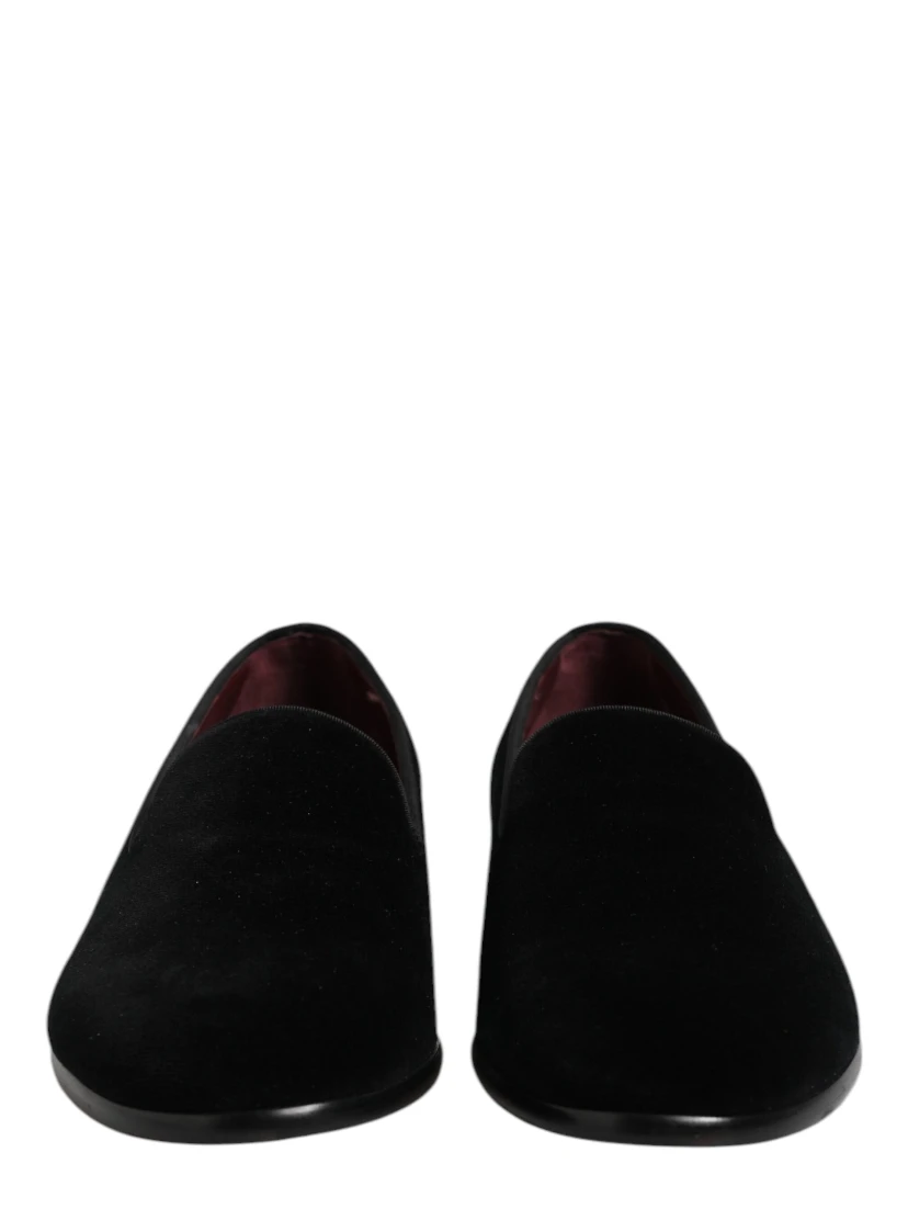 Black Velvet Slip On Loafers Formal Shoes