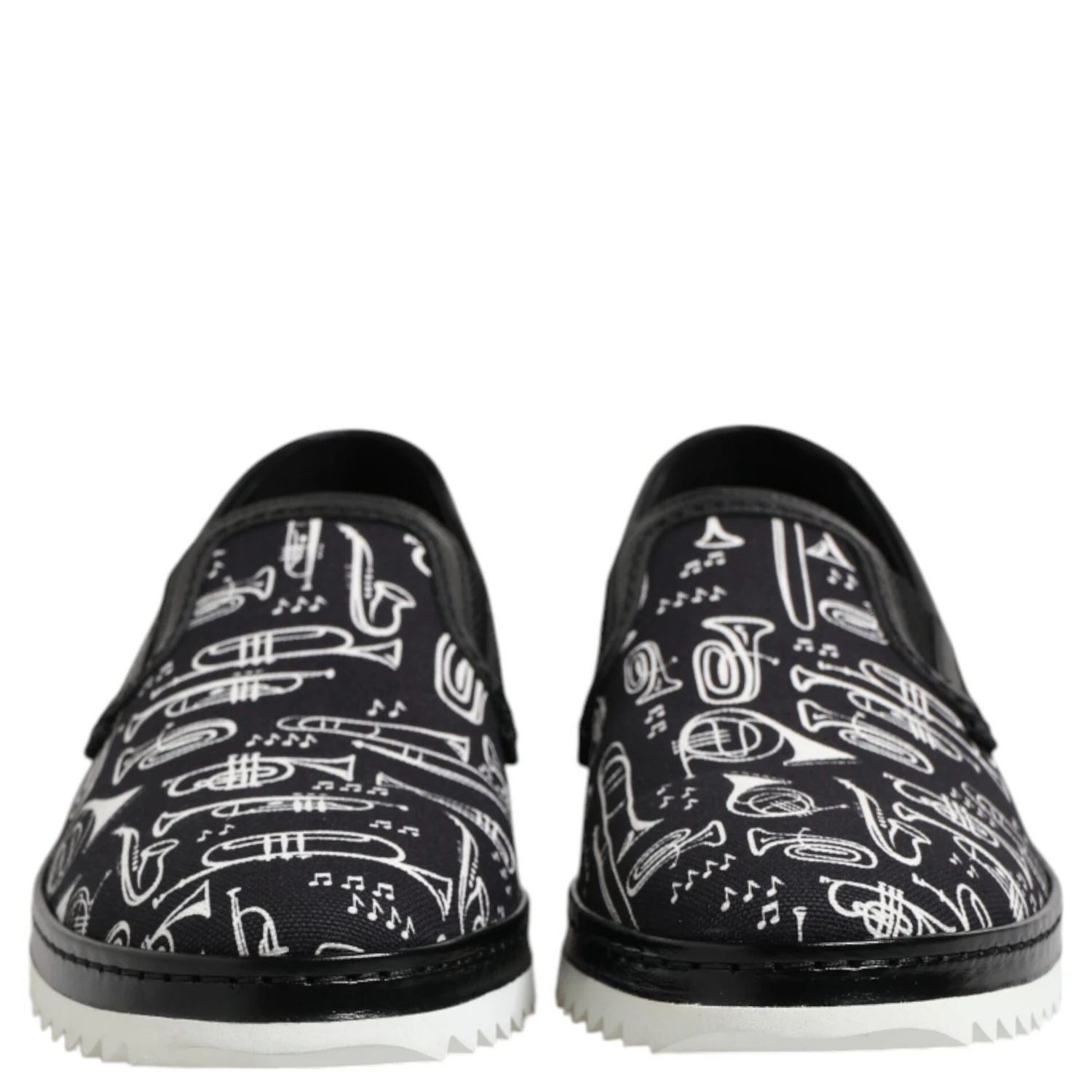 Black Slip On Printed Men Loafers Shoes