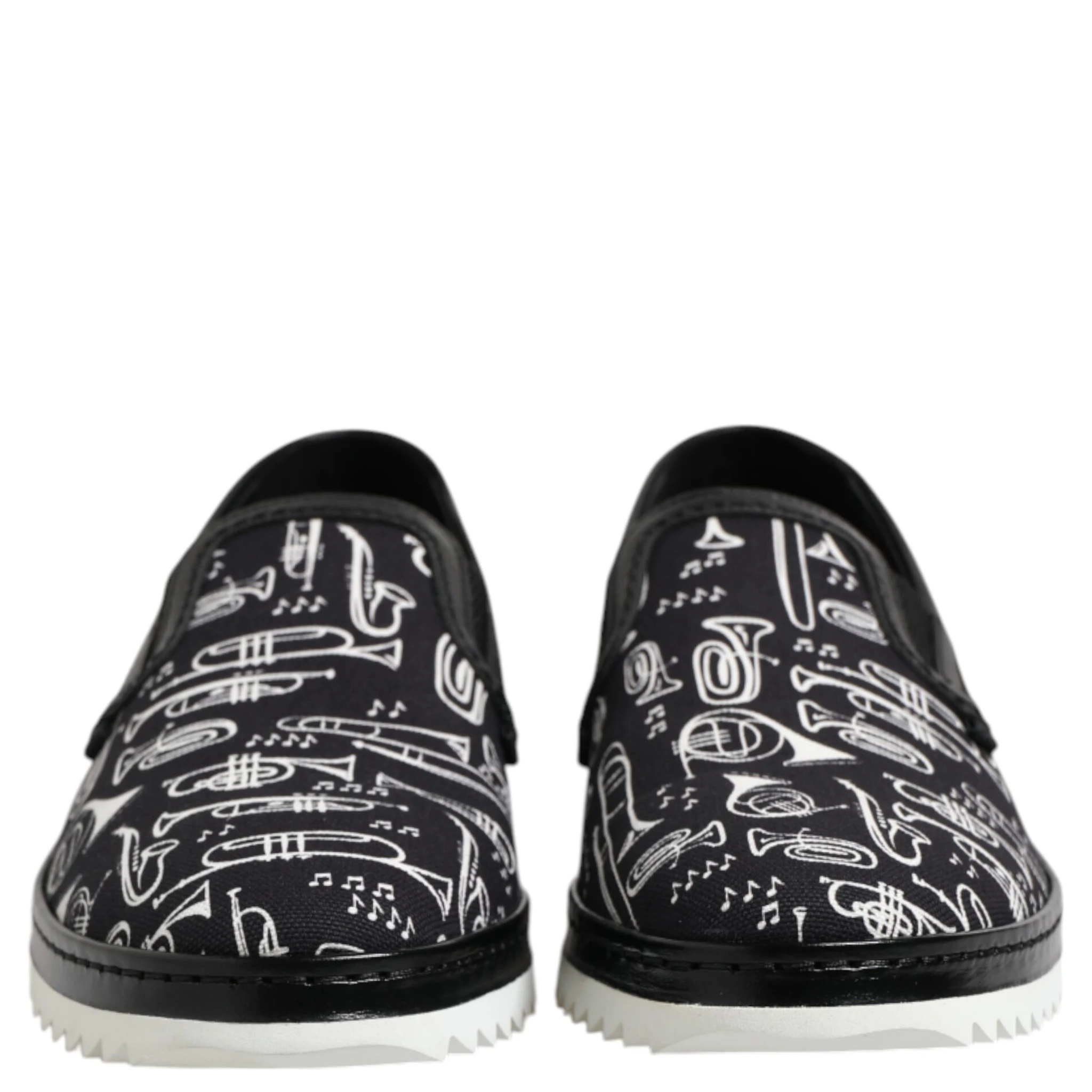 Black Slip On Printed Men Loafers Shoes