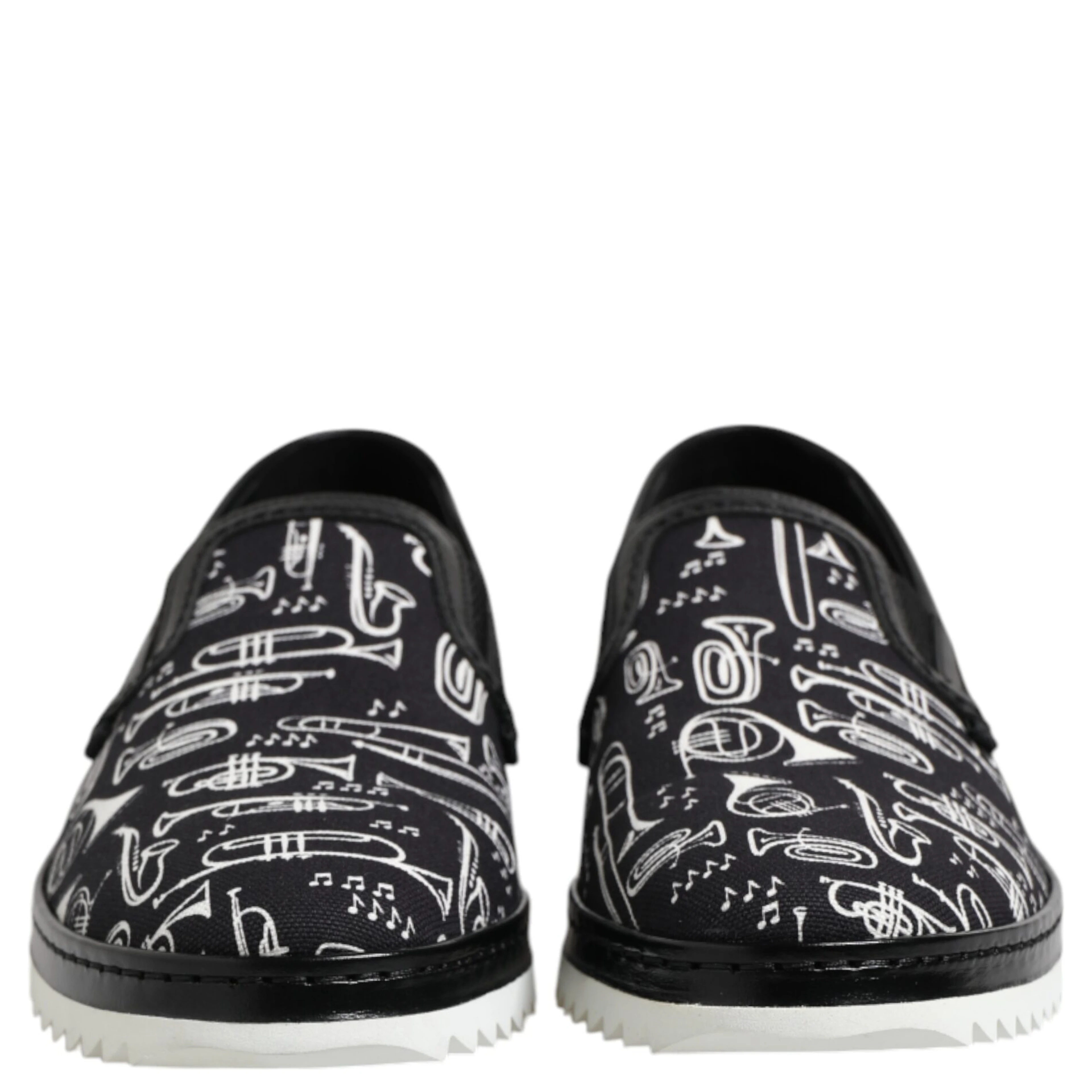 Black Slip On Printed Men Loafers Shoes