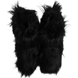 Black Faux Fur Mid Calf Boots Shoes