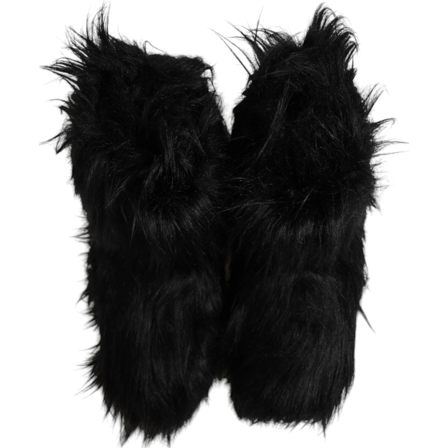 Black Faux Fur Mid Calf Boots Shoes