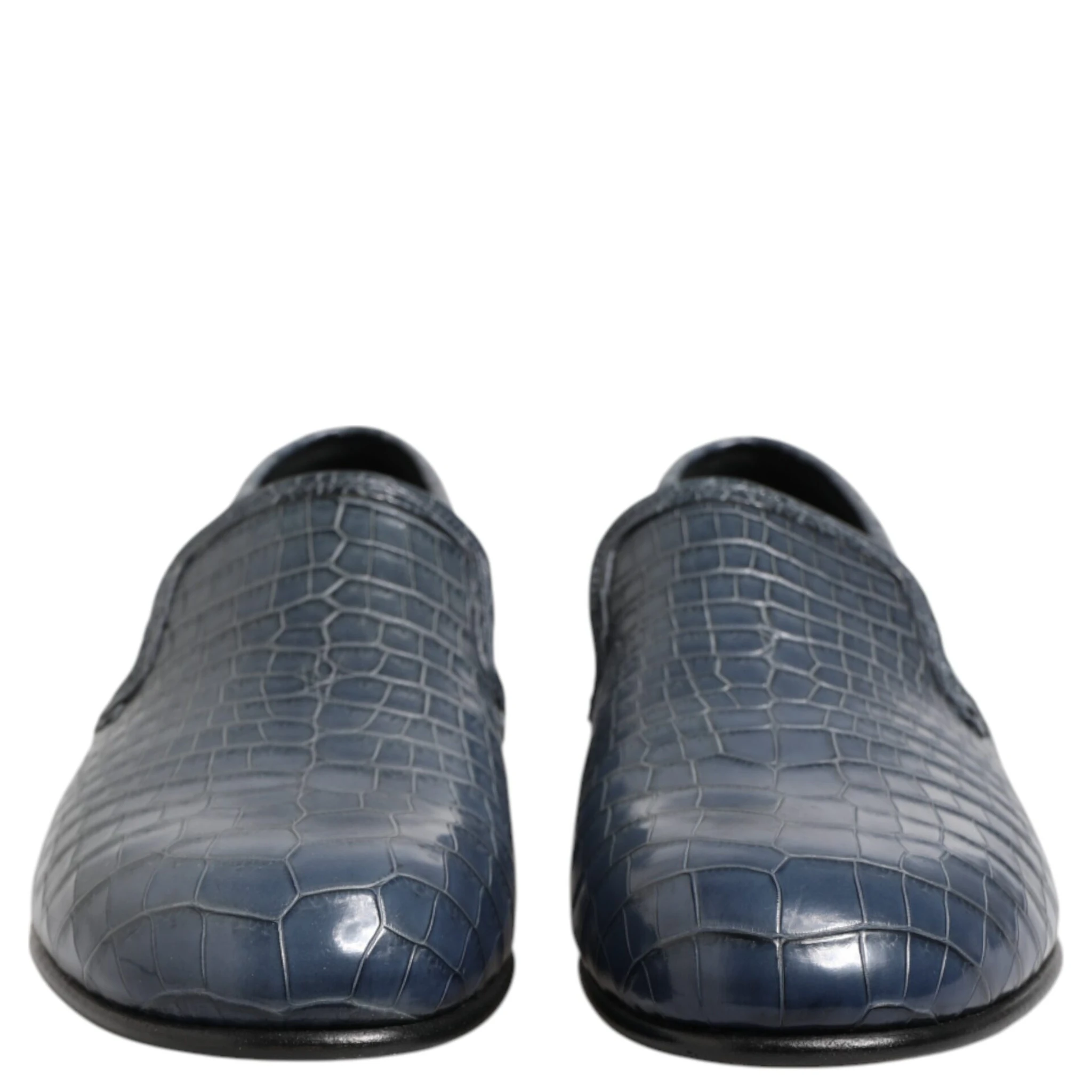Blue Exotic Leather Slip On Loafers Men Dress Shoes