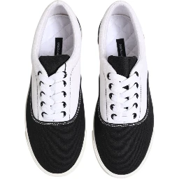 Black Cotton Canvas Lace Up Men Sneakers Shoes