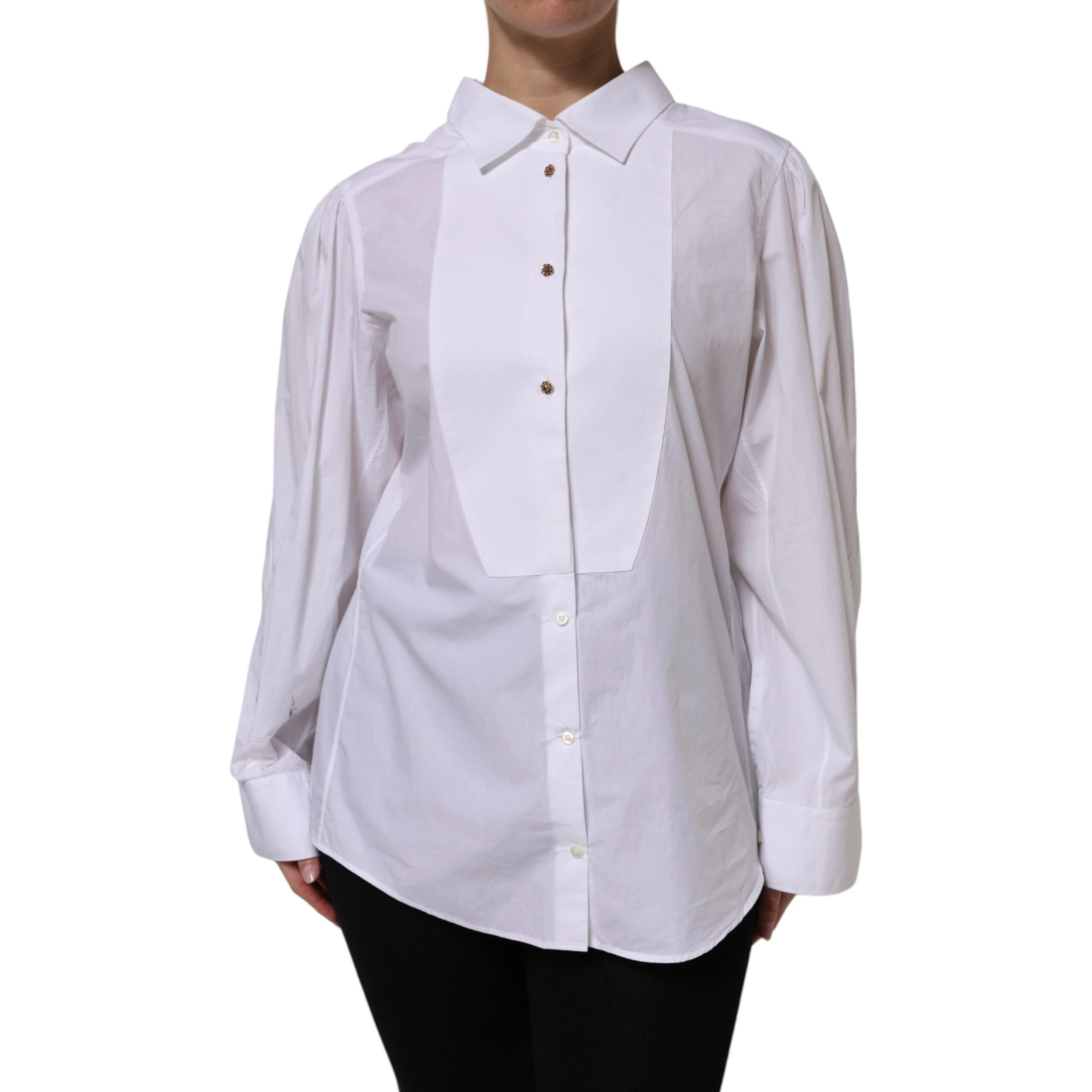 White Cotton Long Sleeves Formal Top Shirt