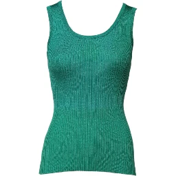 Green Silk Sleeveless Round Neck Tank Top