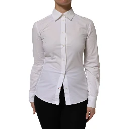 White Cotton Collared Long Sleeves Top Shirt