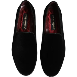 Black Velvet Slip On Loafers Formal Shoes