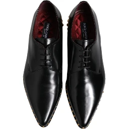 Black Leather Studded Derby Men Dress Shoes