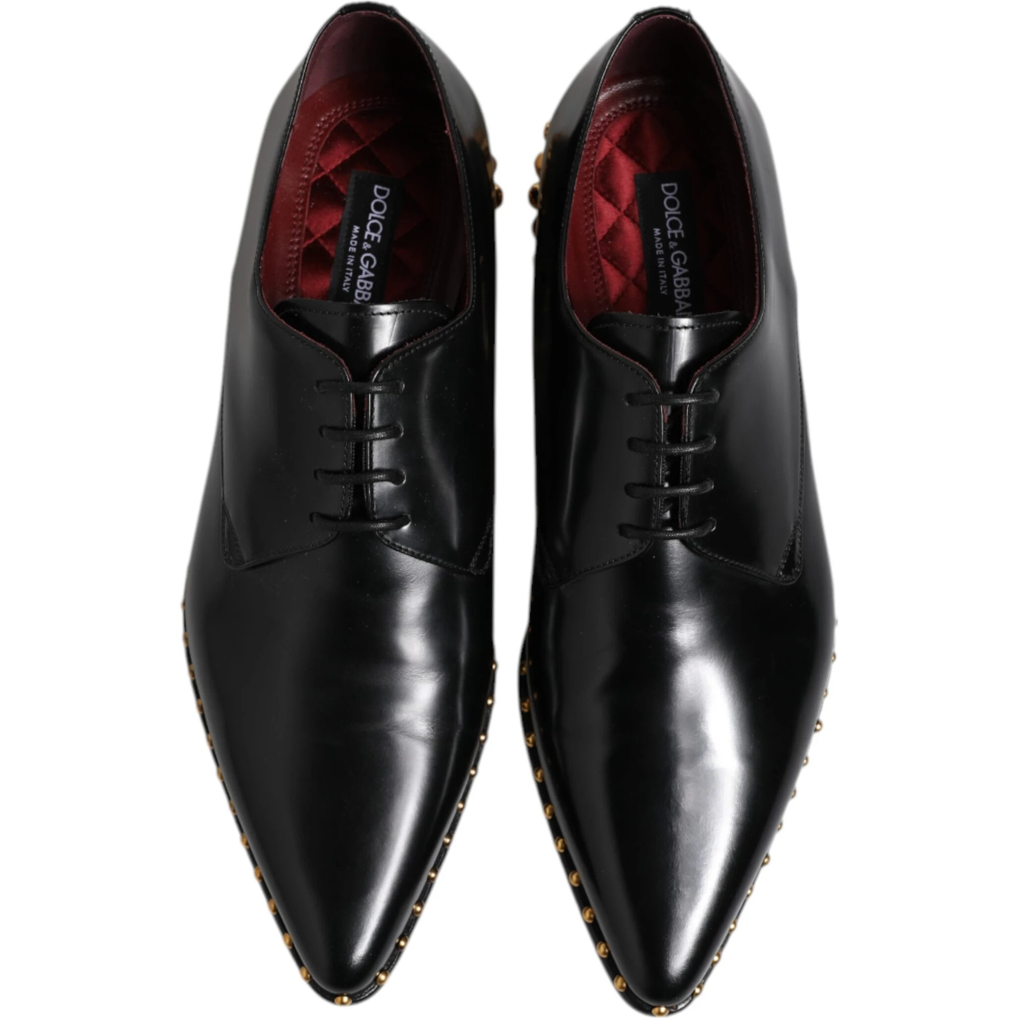 Black Leather Studded Derby Men Dress Shoes