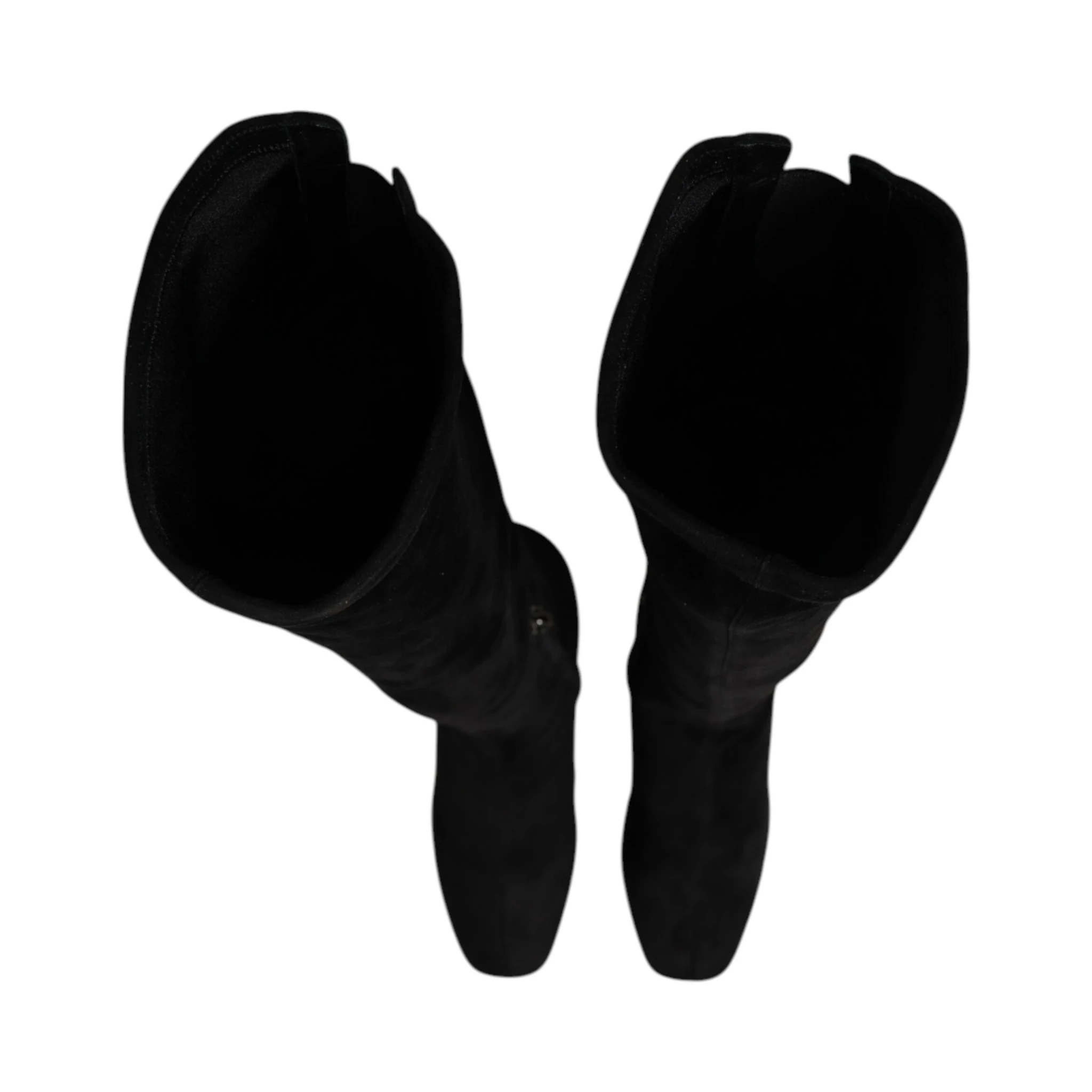 Black Suede Leather Knee High Boots Shoes