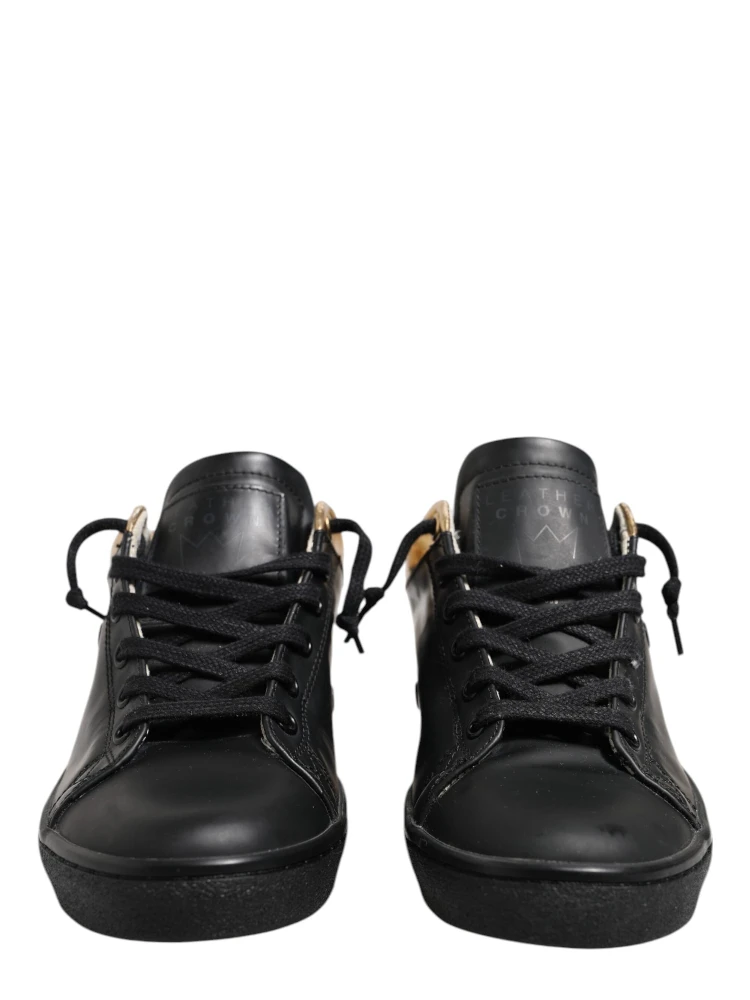 Black Gold Lace Up Low Top Women Sneakers Shoes alternative