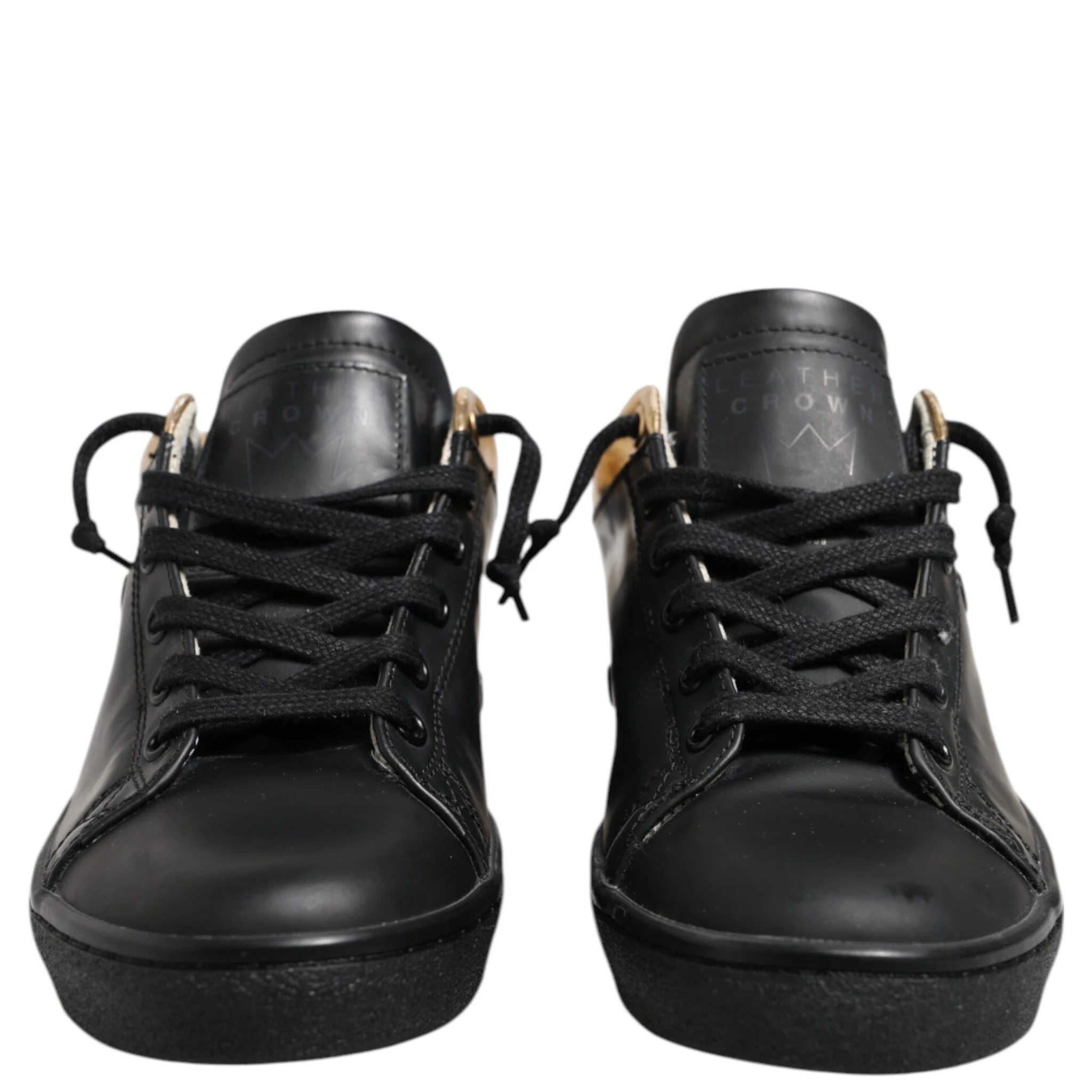 Black Gold Lace Up Low Top Women Sneakers Shoes