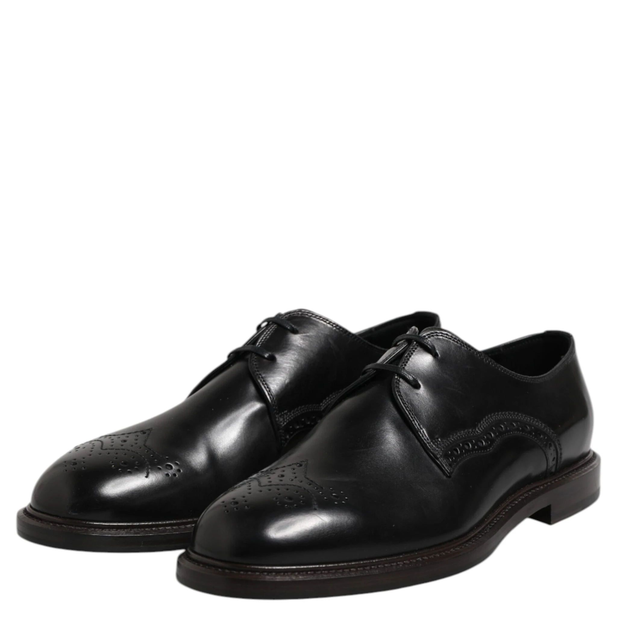 Black Leather Derby Wingtip Formal Shoes