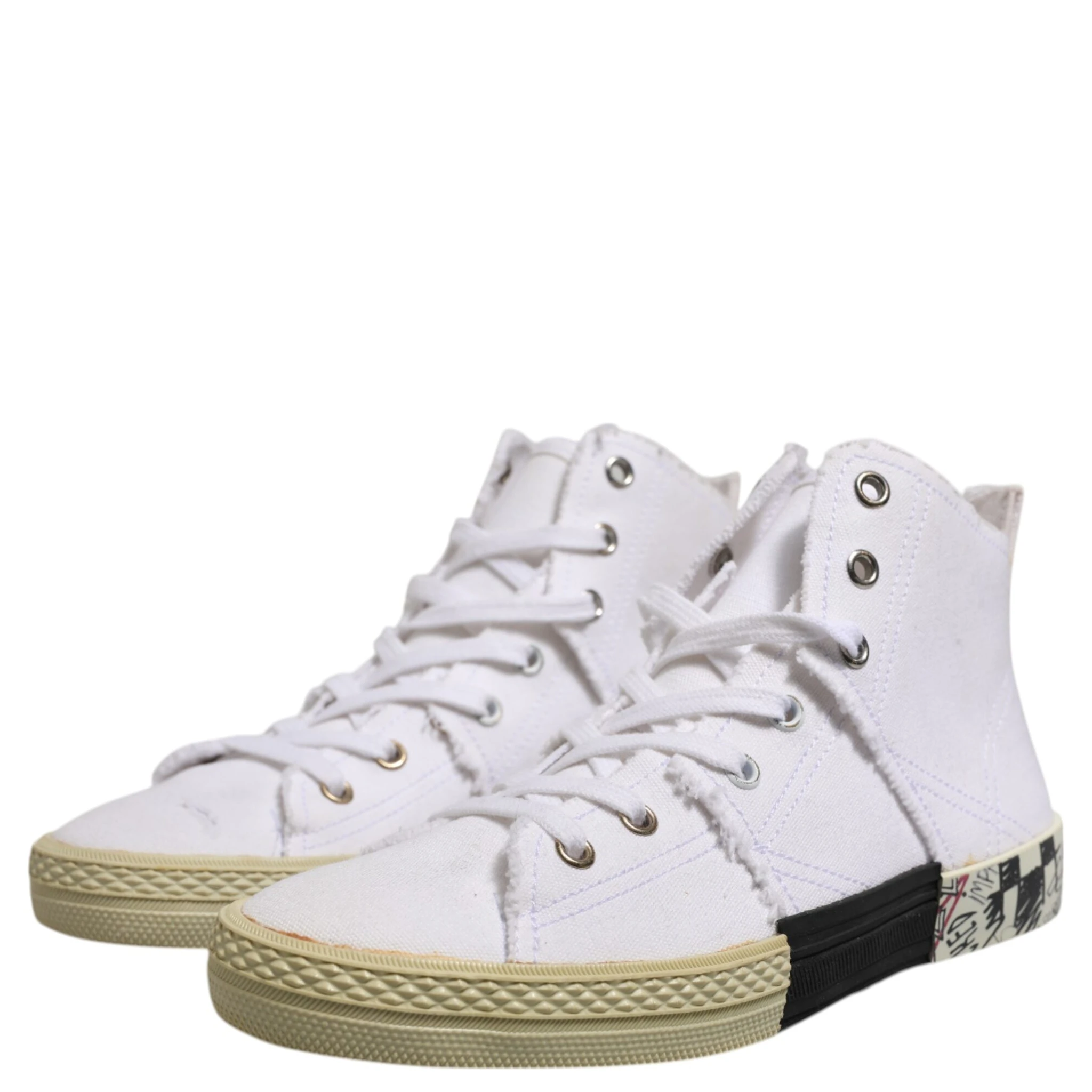 White Lace Up Mid Top Women Sneakers Shoes