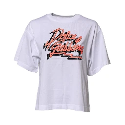 White Cotton Graphic Print Crew Neck T-shirt