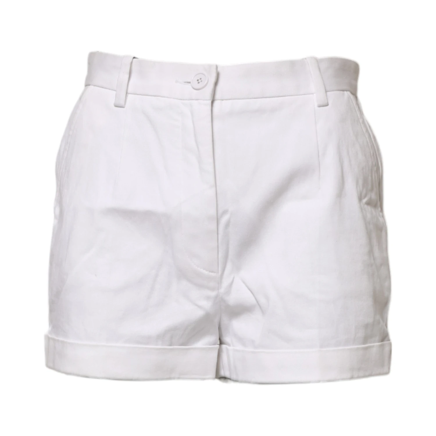 White Cotton Mid Waist Women Bermuda Shorts