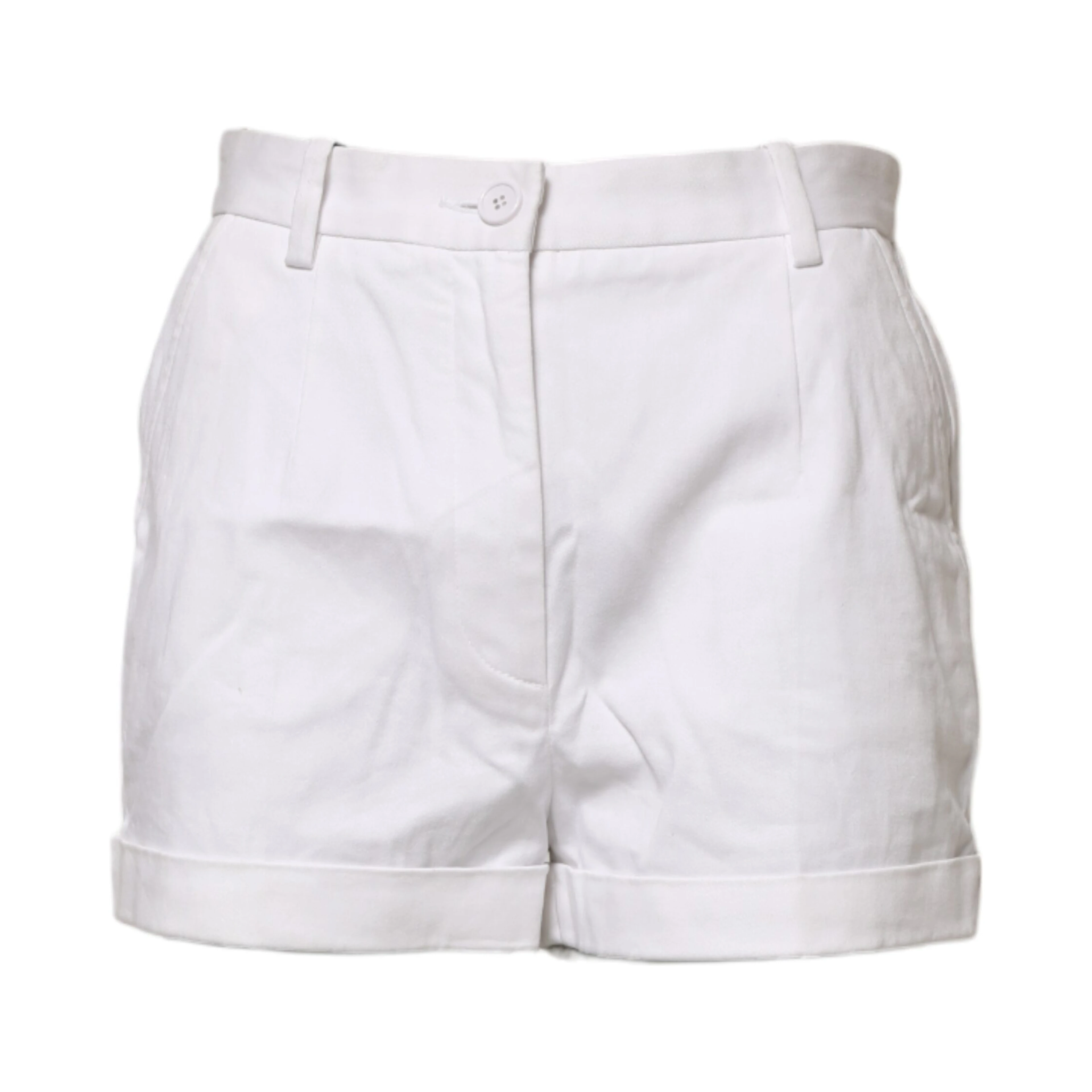 White Cotton Mid Waist Women Bermuda Shorts