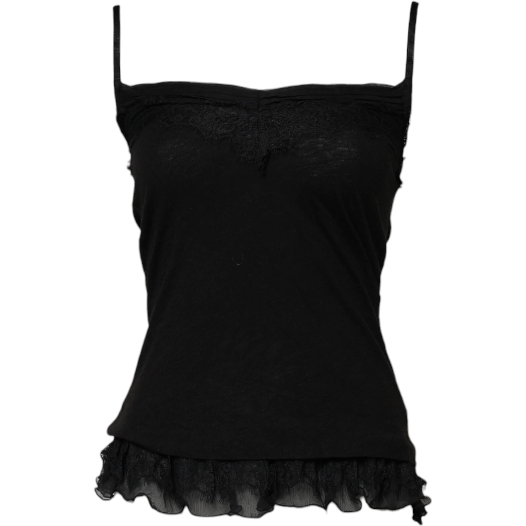 Black Wool Sleeveless Square Neck Tank Top