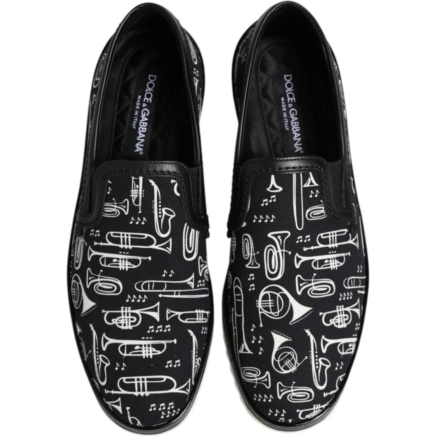 Black Slip On Printed Men Loafers Shoes