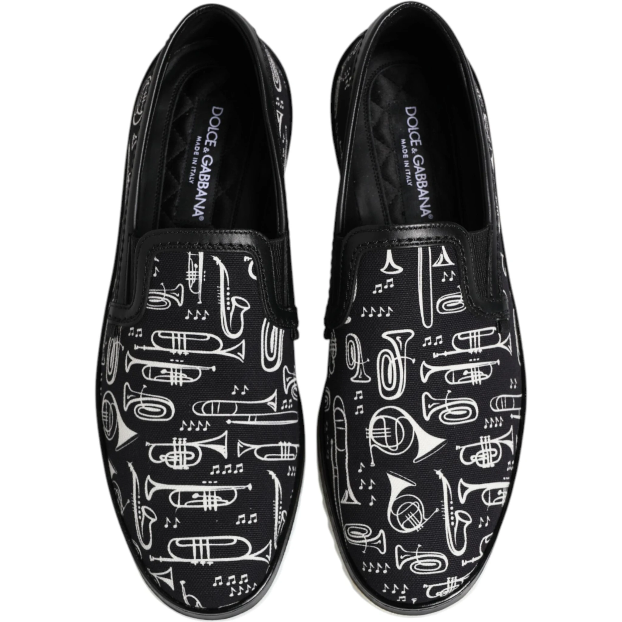 Black Slip On Printed Men Loafers Shoes