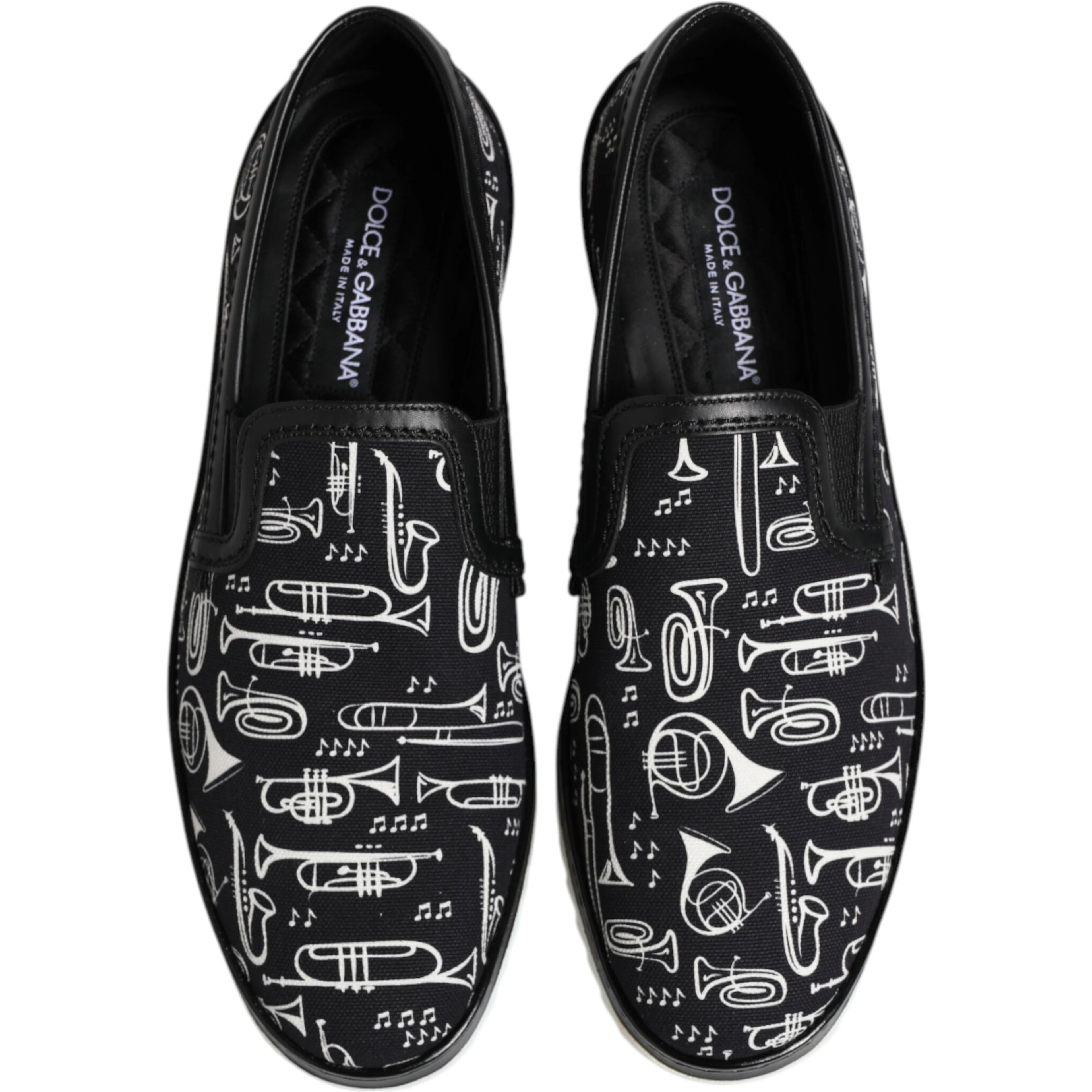 Black Slip On Printed Men Loafers Shoes
