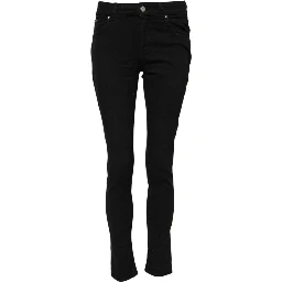 Black Skinny Cotton Mid Waisted Denim Jeans