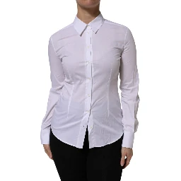 White Cotton Collared Long Sleeves Top Shirt