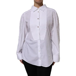 White Cotton Long Sleeves Formal Top Shirt
