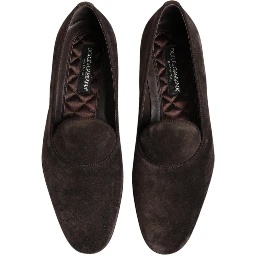 Brown Velvet Leather Slip On Loafers Shoes