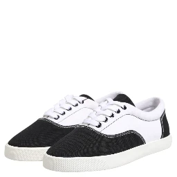 Black Cotton Canvas Lace Up Men Sneakers Shoes