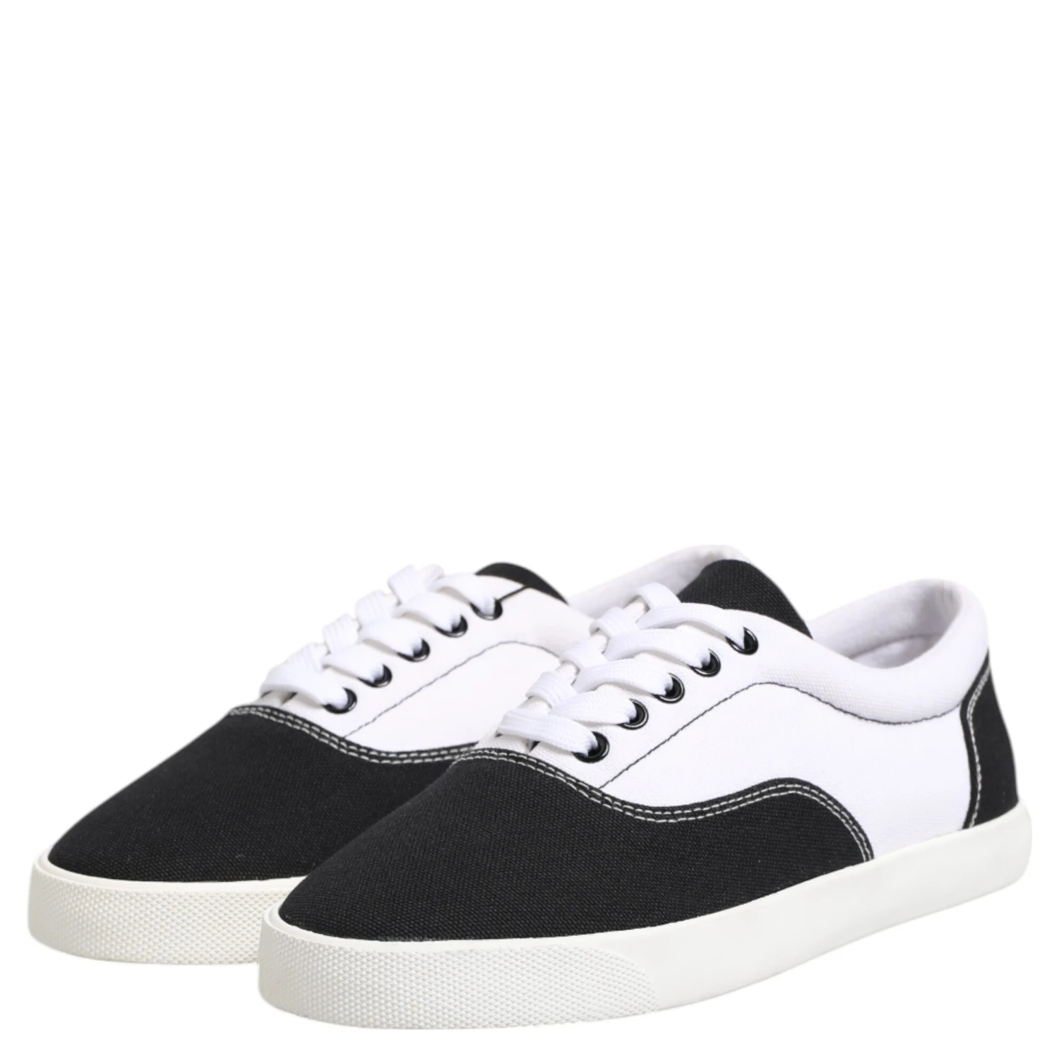 Black Cotton Canvas Lace Up Men Sneakers Shoes