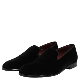 Black Velvet Slip On Loafers Formal Shoes