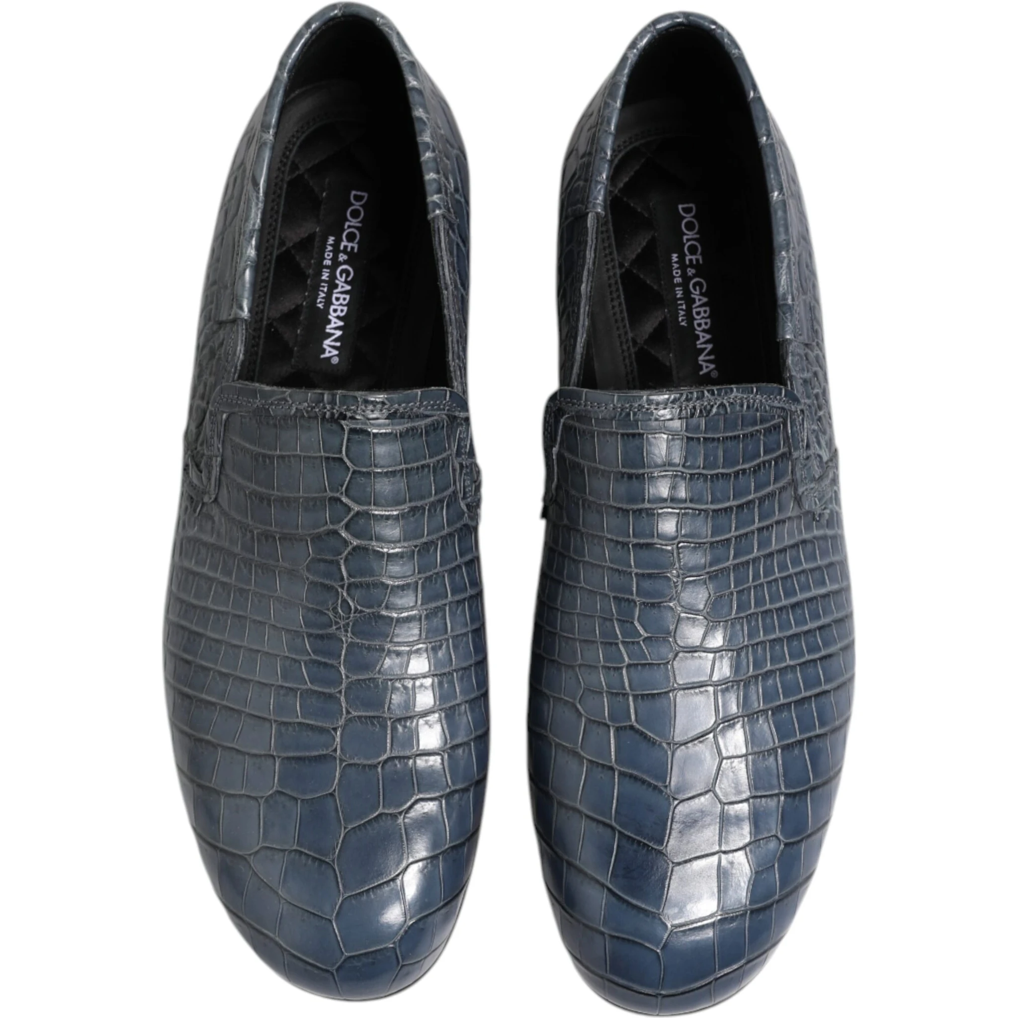 Blue Exotic Leather Slip On Loafers Men Dress Shoes