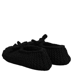 Black Wool Slip On Flats Ballerina Shoes