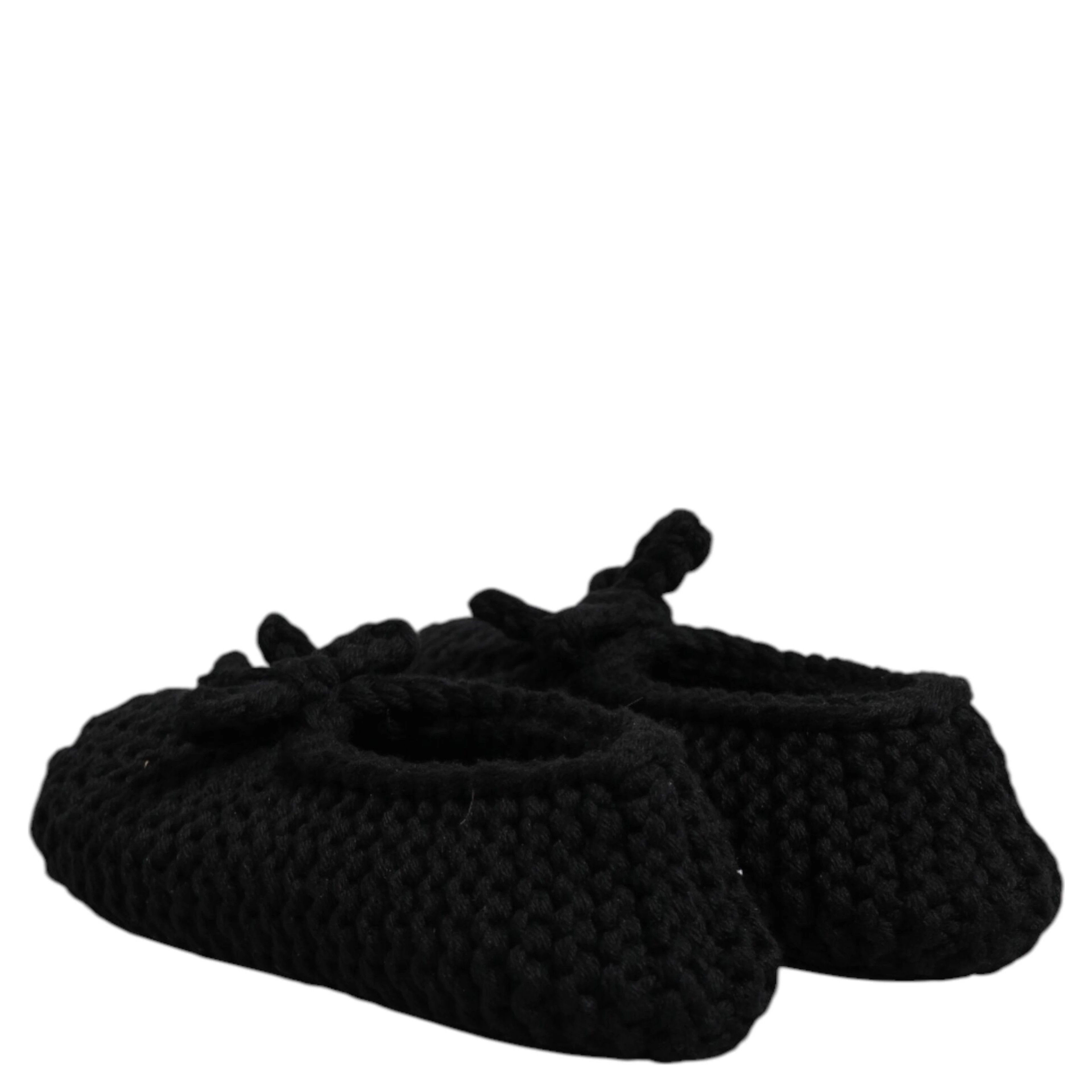 Black Wool Slip On Flats Ballerina Shoes