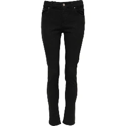 Black Cotton Skinny Mid Waisted Denim Jeans