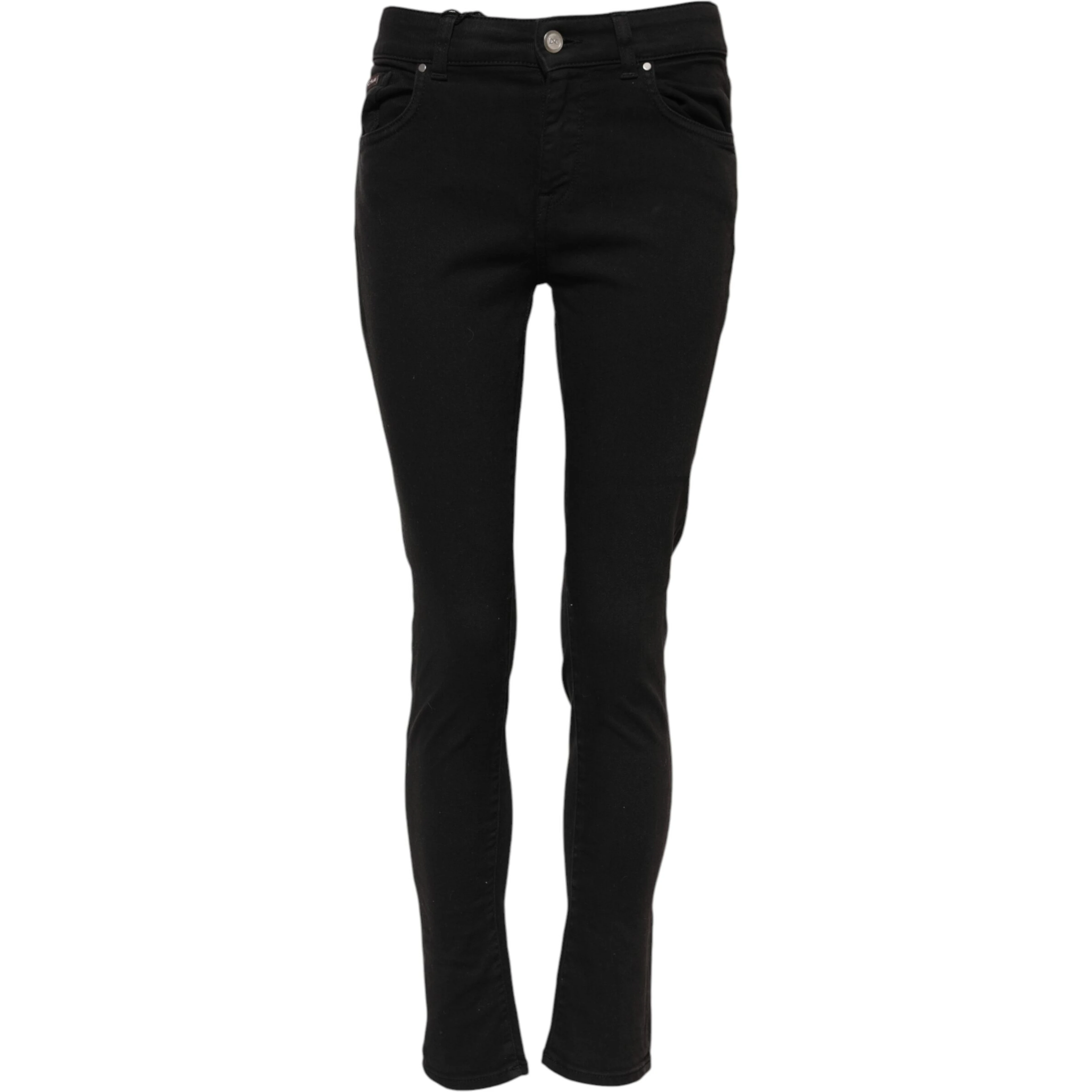 Black Cotton Skinny Mid Waisted Denim Jeans