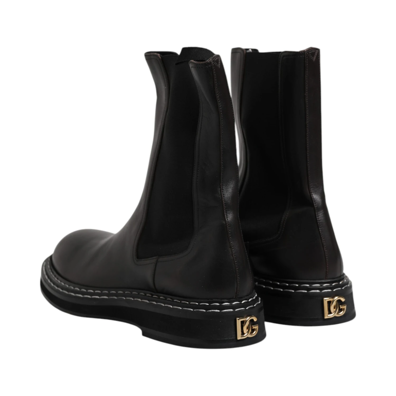 Black Leather Mid Calf Boots Flats Shoes
