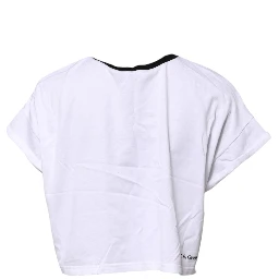 White Graphic Print Crew Neck Cropped T-shirt