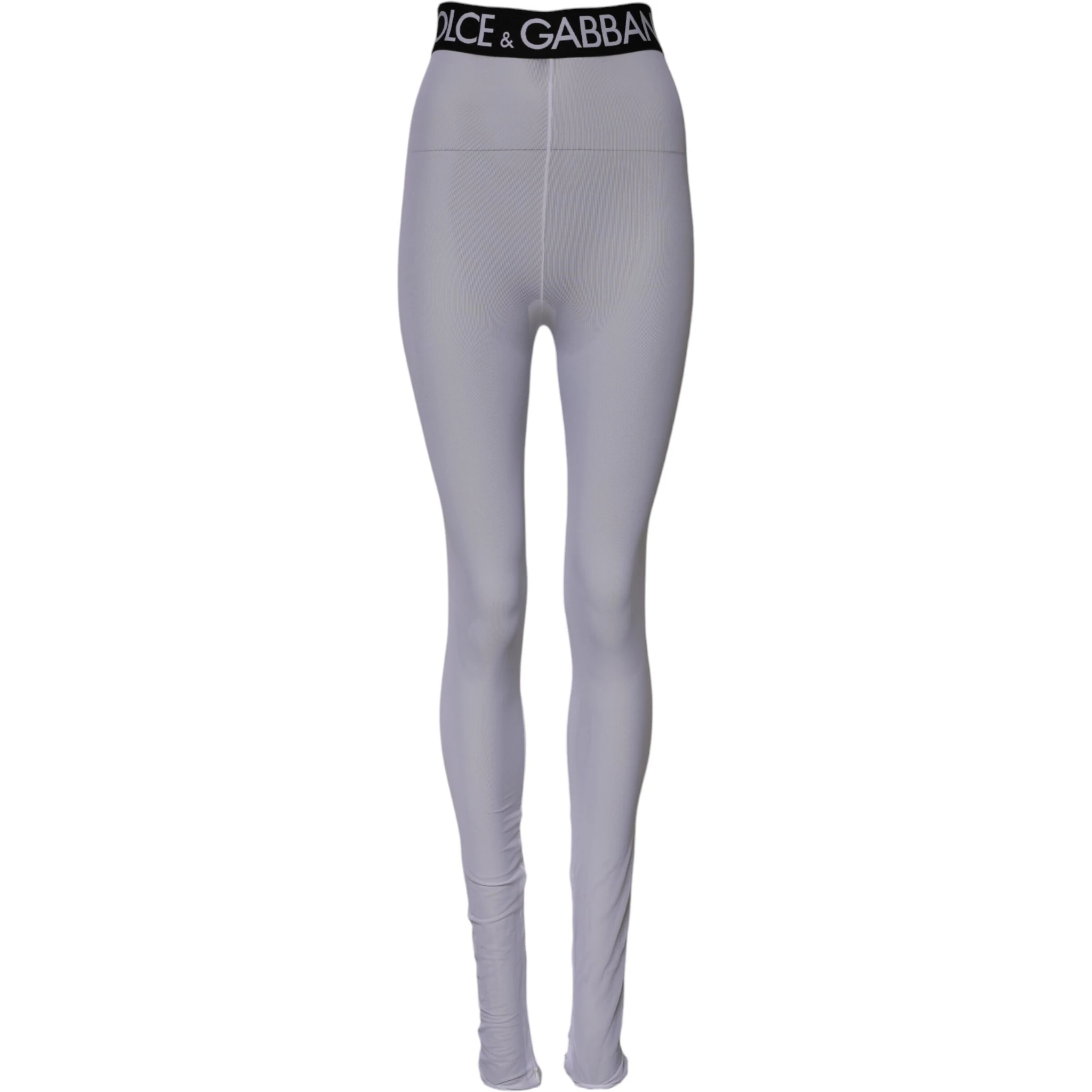 Gray Nylon DG Logo Mid Waisted Leggings Pants