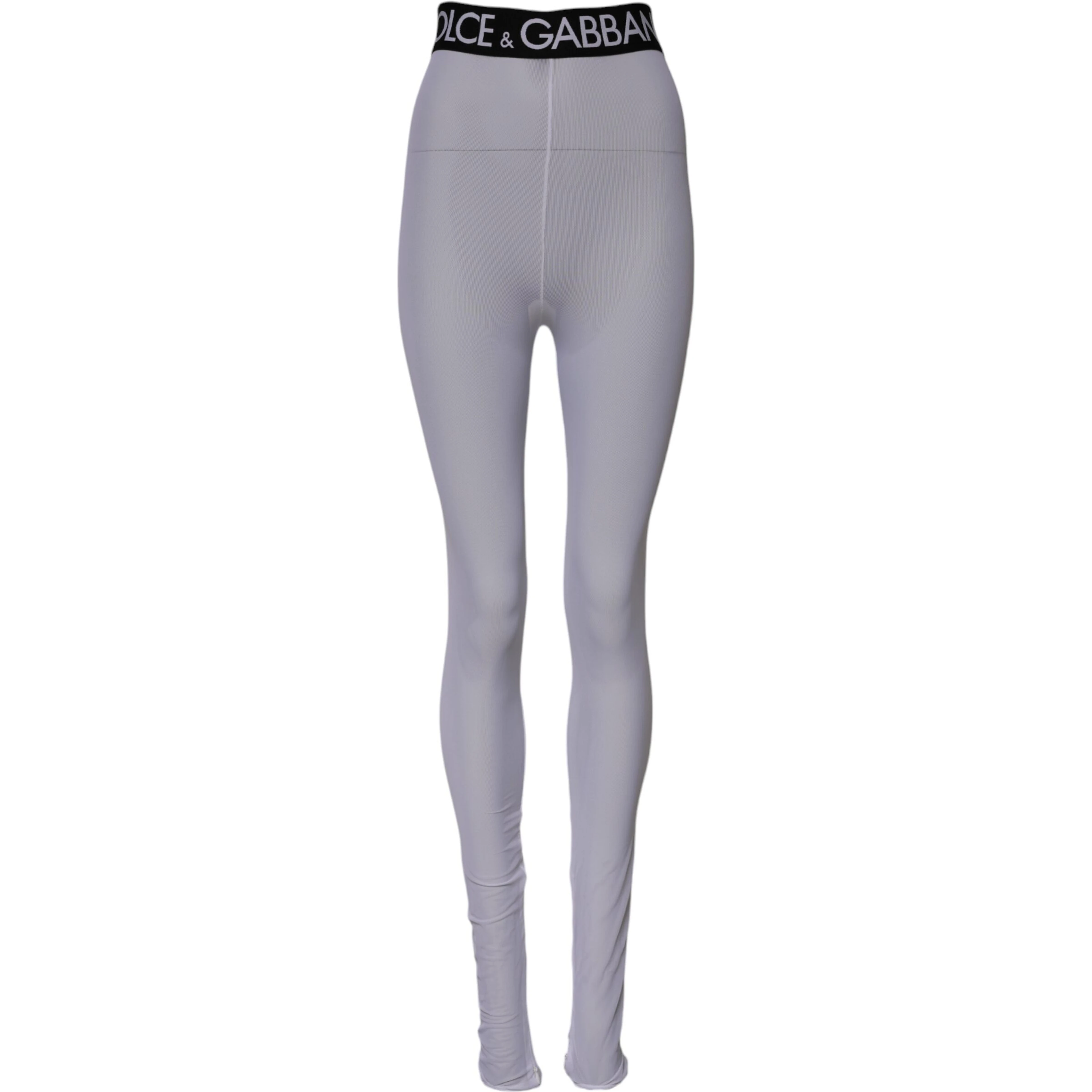 Gray Nylon DG Logo Mid Waisted Leggings Pants