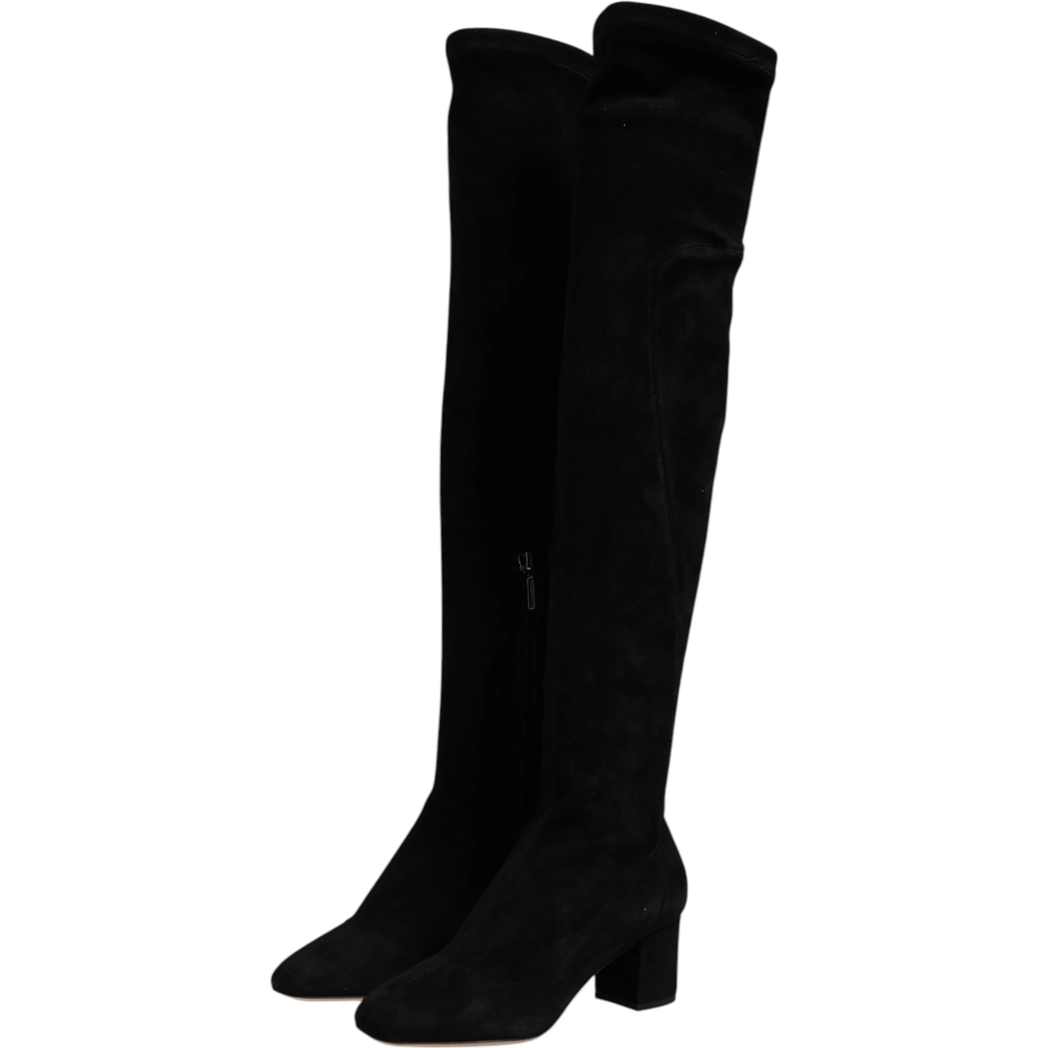 Black Suede Leather Knee High Boots Shoes