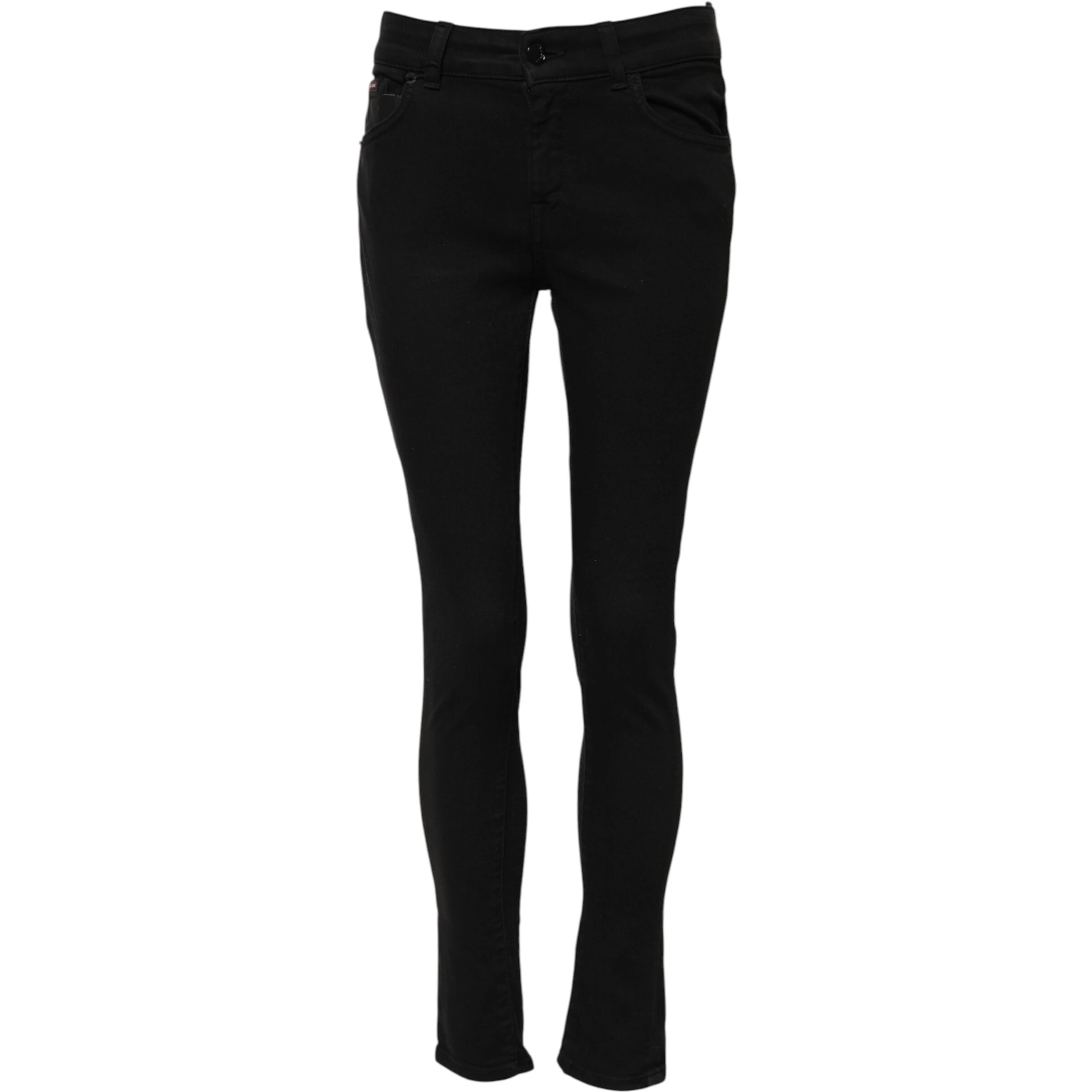 Black Cotton Skinny Mid Waisted Denim Jeans