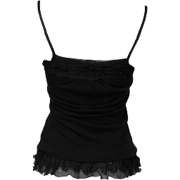 Black Wool Sleeveless Square Neck Tank Top