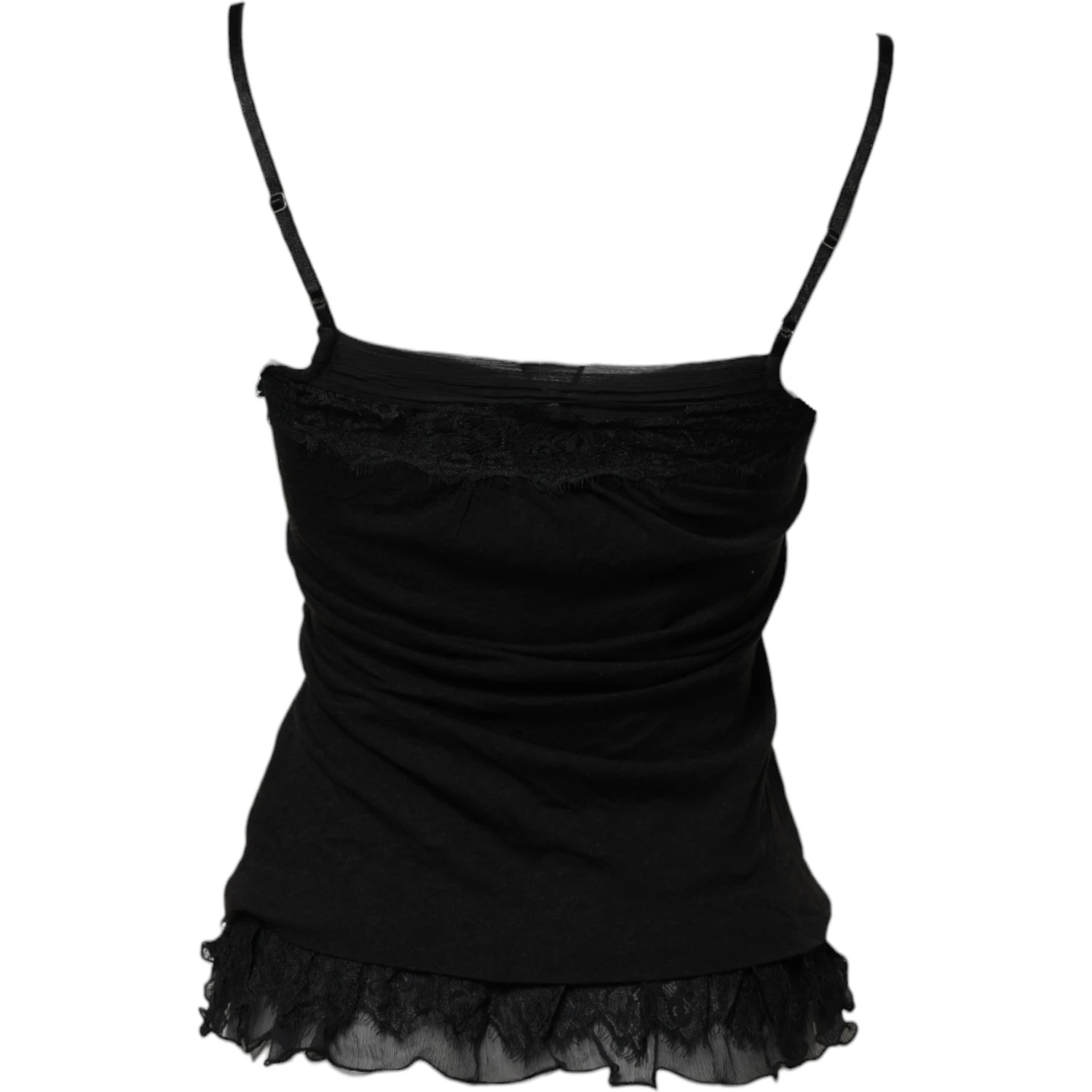 Black Wool Sleeveless Square Neck Tank Top