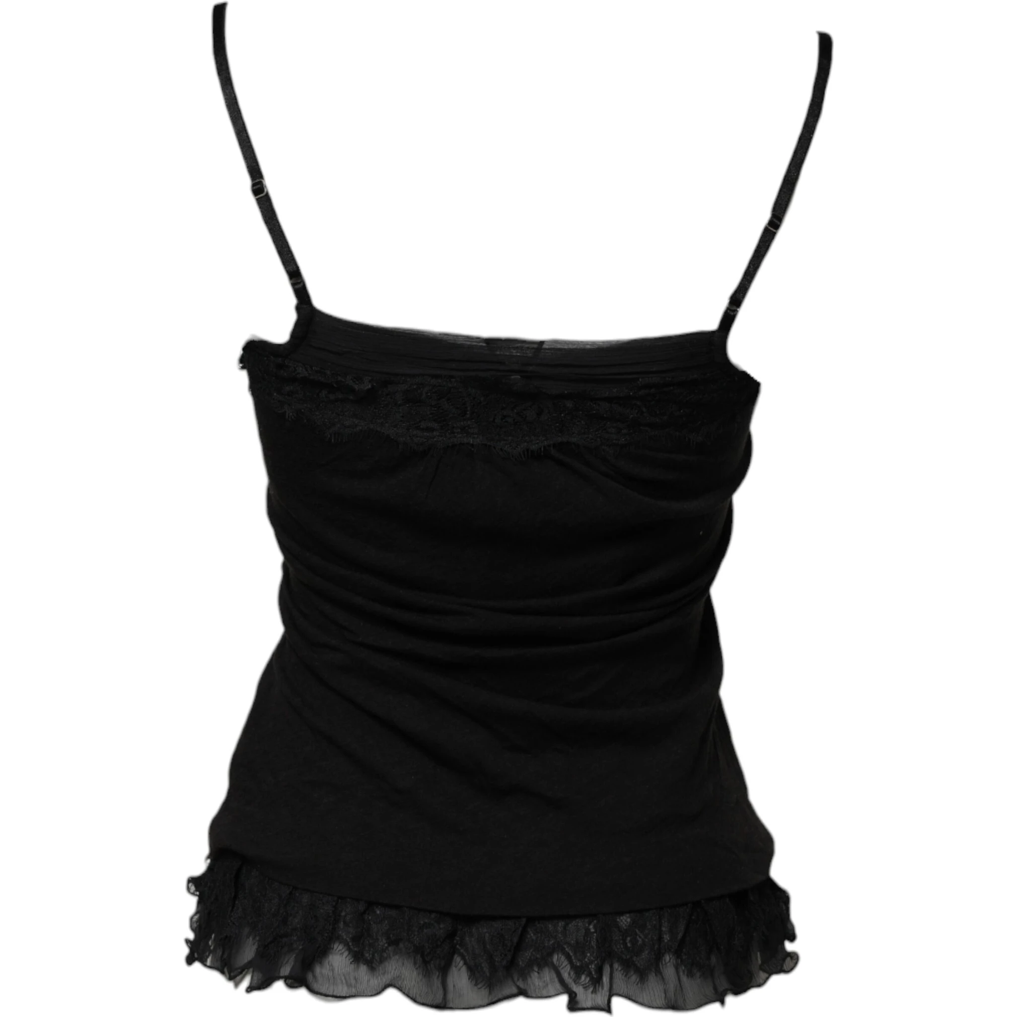 Black Wool Sleeveless Square Neck Tank Top